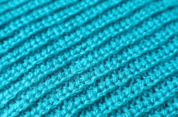 Closeup the Texture of Turquoise Blue Alpaca Knitted Wool Fabric