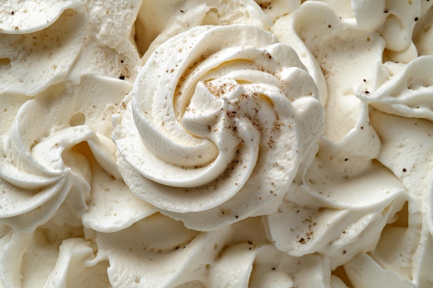 Closeup of textured white vanilla flavored ice cream The perfect refreshing summer treat