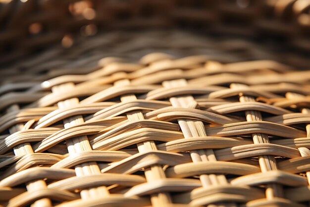 Closeup of a thatched basket under the sunlight