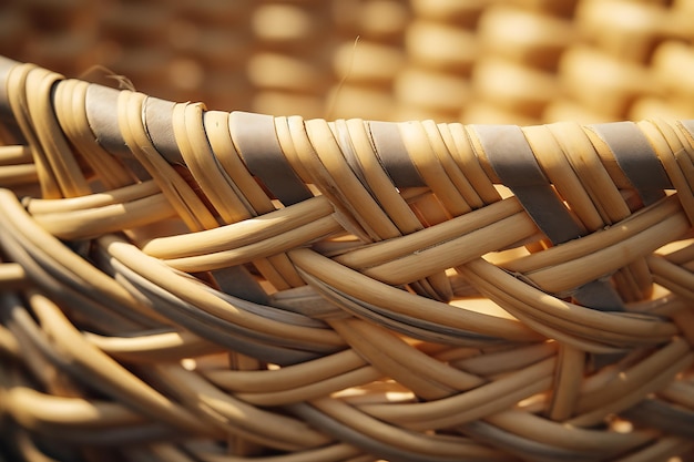 Photo closeup of a thatched basket under the sunlight