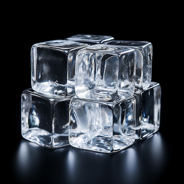 Closeup of three solid ice cubes