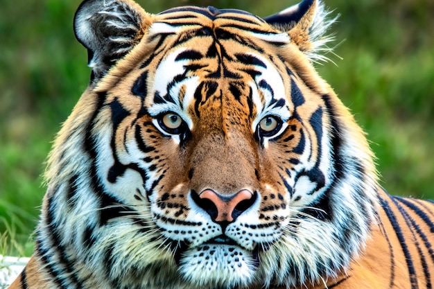 自然の生息地の野生動物の写真とタイガーの顔のクローズアップ
