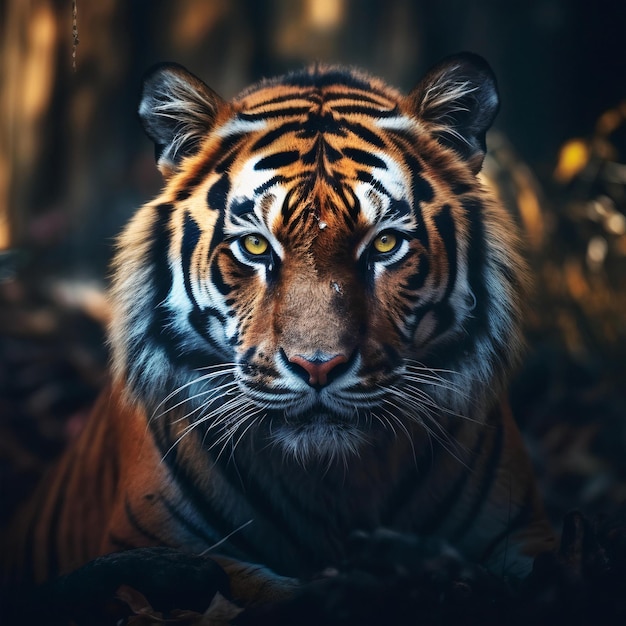 closeup of tiger in the forest