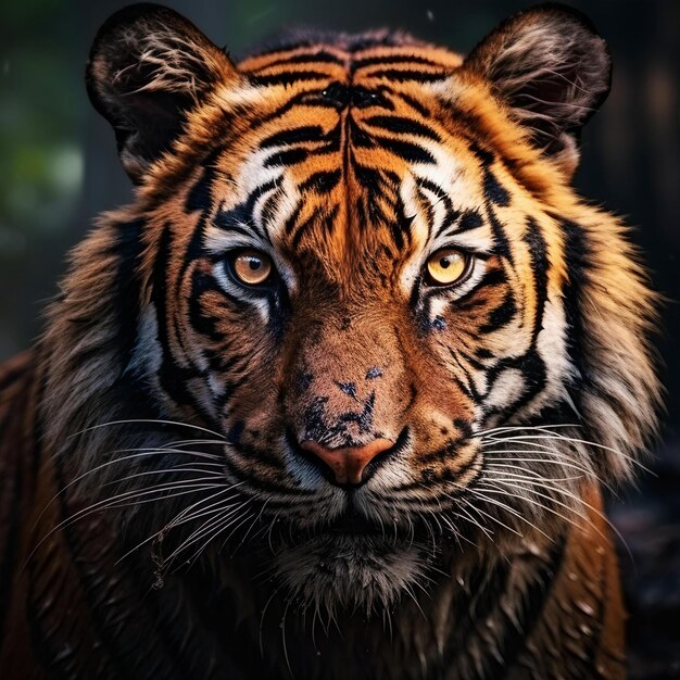 closeup of tiger in the forest