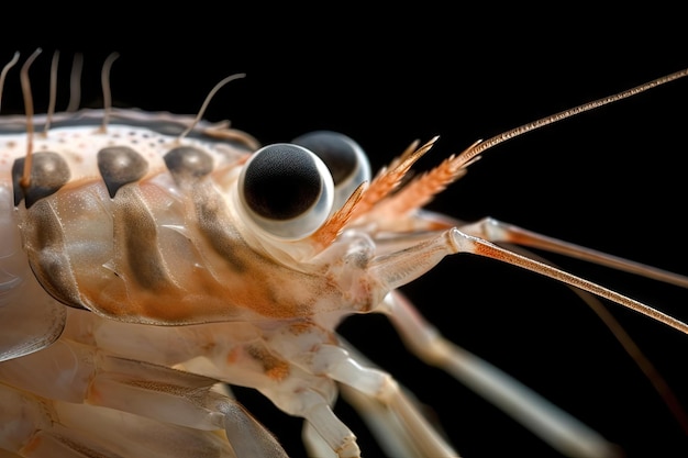 Closeup of tiger shrimp prawns claws and whiskers created with generative ai