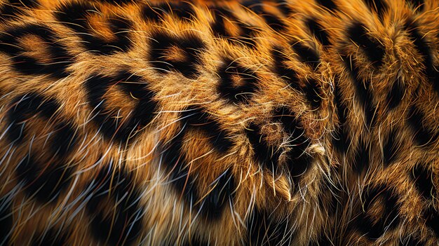 Closeup of a tigers fur The fur is soft and luxurious with a beautiful pattern of rosettes