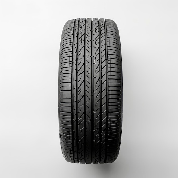 A closeup of a tire on a white background