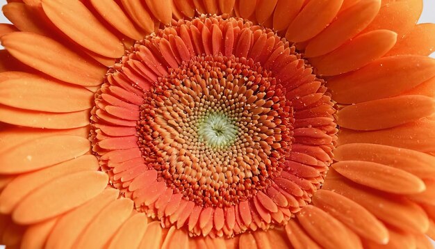 Foto prossimo piano al centro del fiore di gerbera arancione