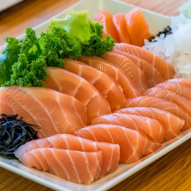 Фото Близкий вид ингредиентов sashimi set лосось тунец японская еда