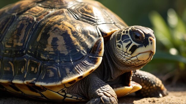 Closeup of a tortoise in natural habitat