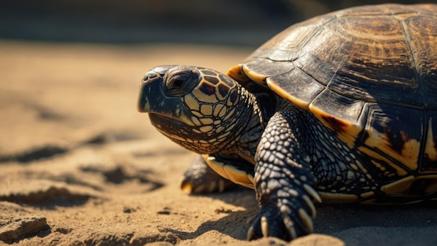 Closeup of a tortoise in natural habitat