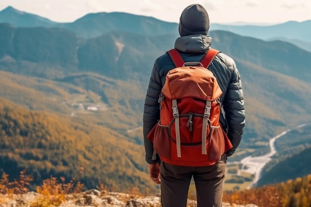 Closeup of Tourist's Backpack from Behind Generative AI