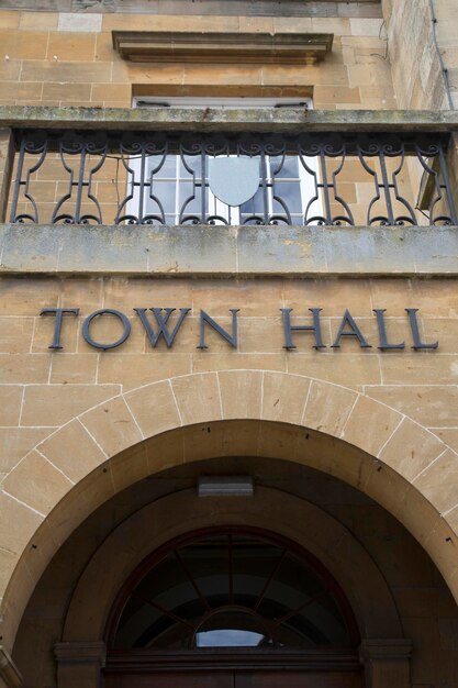 Closeup of Town Hall Sign