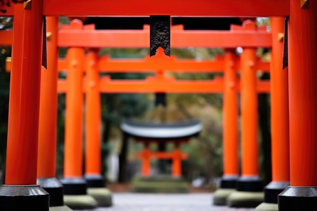Closeup of a traditional torii gate in japan