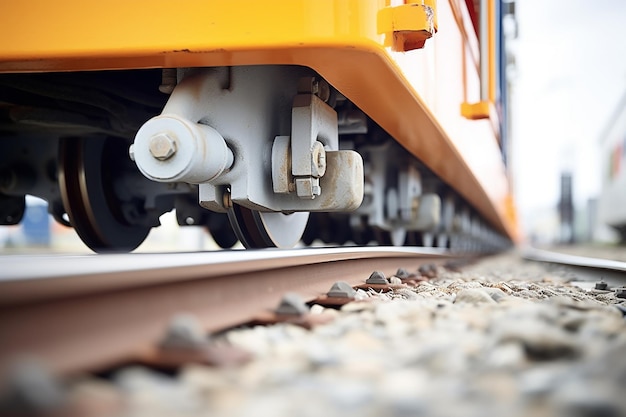 CloseUp of Train Wheels in Motion