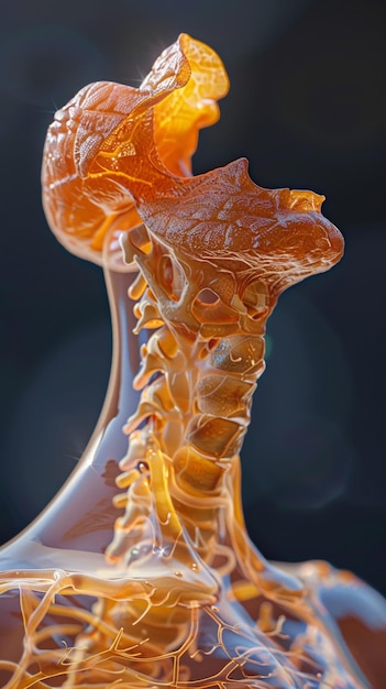 Closeup of translucent larynx hyperrealistic superdetailed clean sharp professional color grading