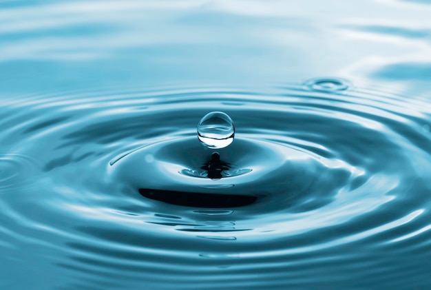 Closeup of transparent water droplet on water ring surface , Natural concept.