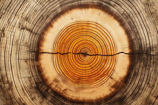 Photo closeup of tree rings showing age and growth loss
