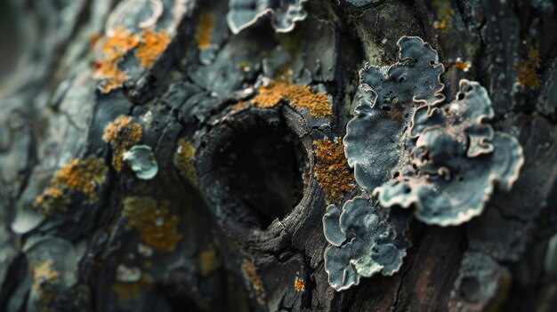 CloseUp of Tree Trunk Covered in Moss