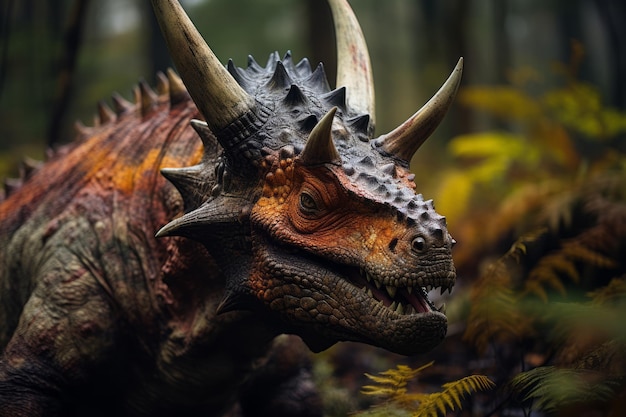 CloseUp of Triceratops Natural light Generative AI