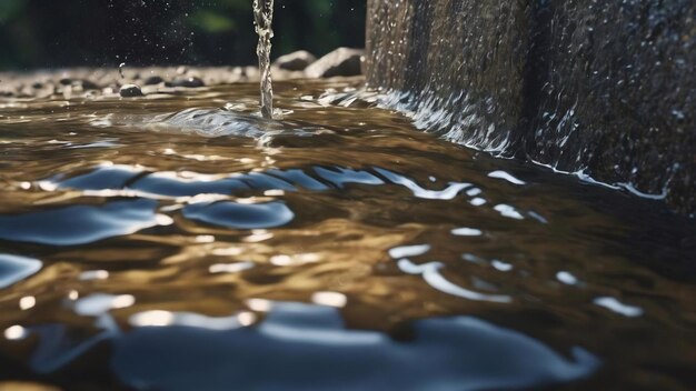 Closeup trickle of water