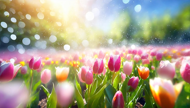 closeup on tulip flower with bokeh background