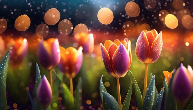 closeup on tulip flower with bokeh background