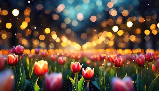 closeup on tulip flower with bokeh background