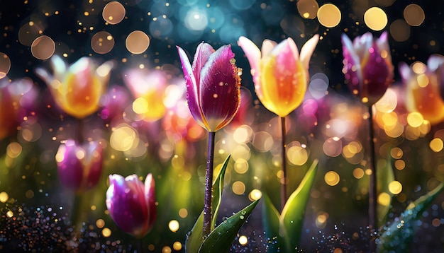 closeup on tulip flower with bokeh background