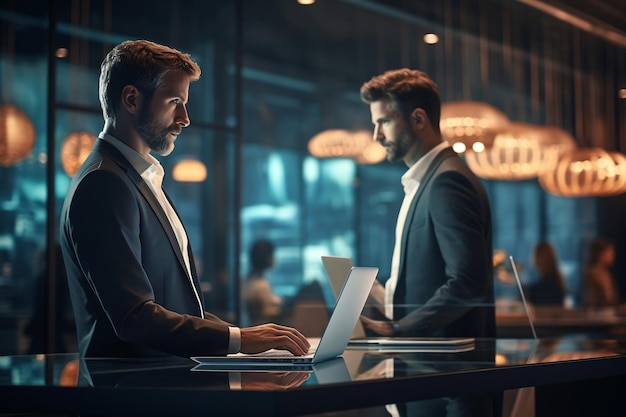 CloseUp of Two Hardworking Businessmen Generative AI