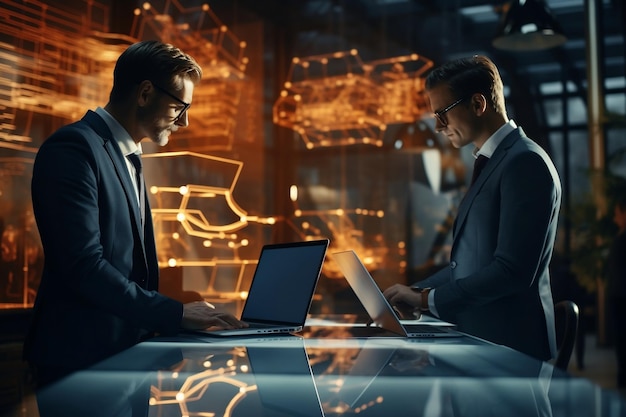 CloseUp of Two Hardworking Businessmen Generative AI