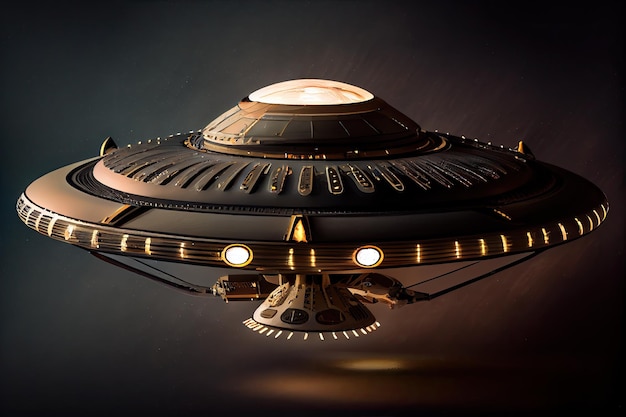 Photo closeup of ufo spacecraft with its unique design and shape visible