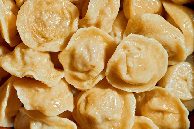 A closeup of Ukrainian dumplings in a plate