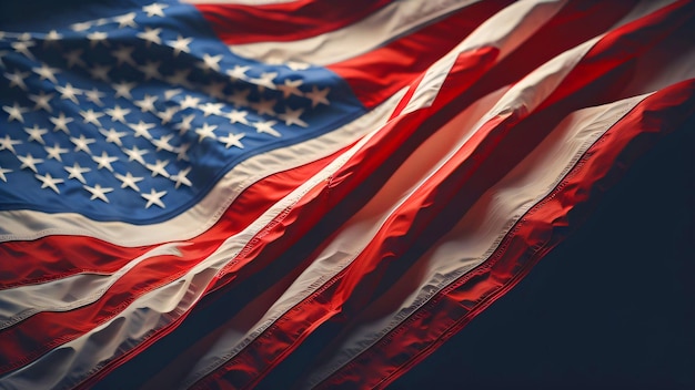 Closeup of the United States of America flag independence day Ai generative