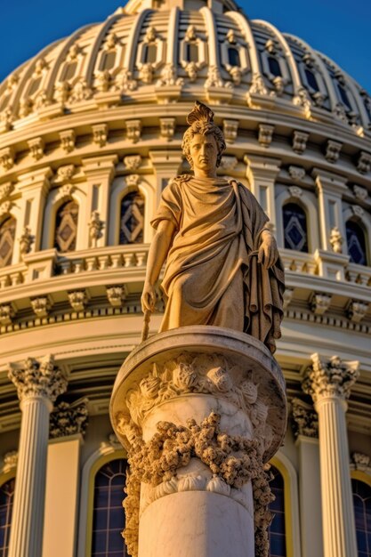 Closeup of the us capitol dome details created with generative ai