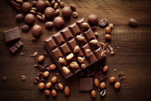 Photo a closeup of various types of chocolates on a table