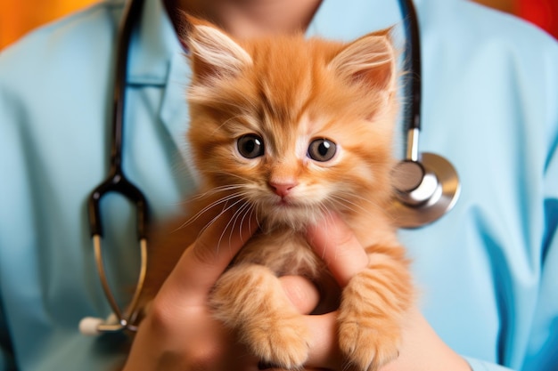 Closeup of veterinarians hands holding a stethoscope