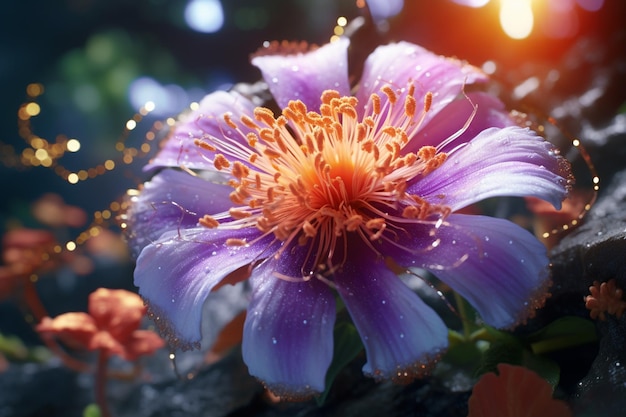 A closeup of a vibrant blooming flower in a lush g 00126 03