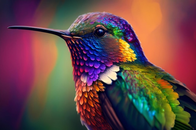 Photo closeup of a vibrant hummingbird ai