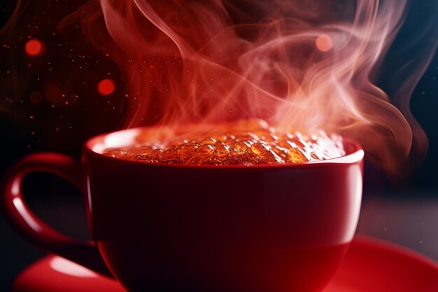 Photo a closeup of a vibrant red coffee mug steam rising 00067 01