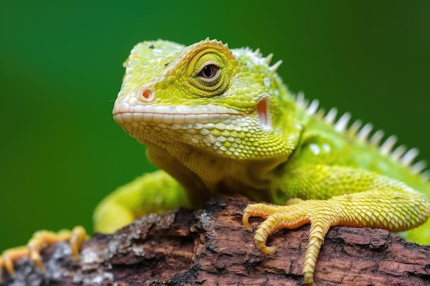 Closeup of a vibrant tree lizard