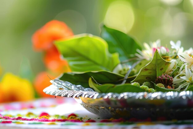 Closeup of vibrant Ugadi celebration elements