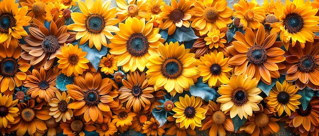 Photo closeup of vibrant yellow sunflowers