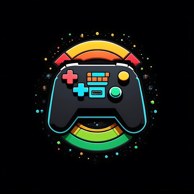 closeup of a video game controller against a colorful background