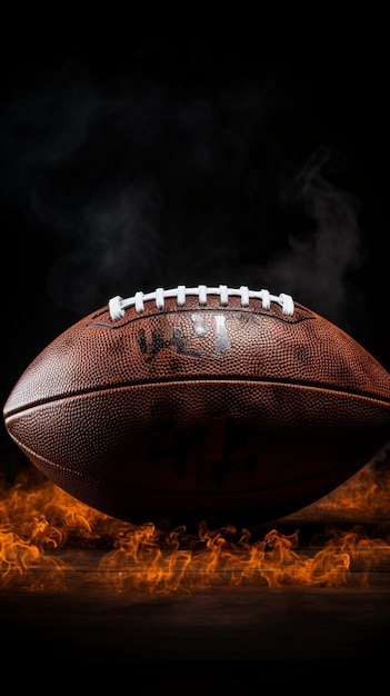 Closeup view of American football ball with dynamic smoke effects Vertical Mobile Wallpaper