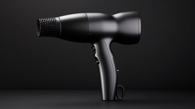 closeup view of black modern hair dryer isolated