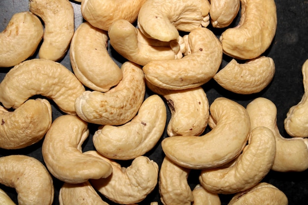 A closeup view of the Cashew nuts