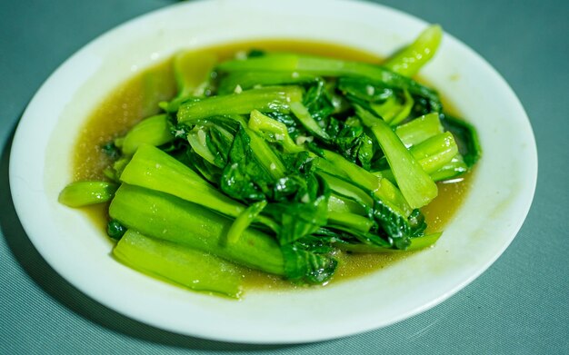 Closeup view of Chinese Dish Green Vegetables.