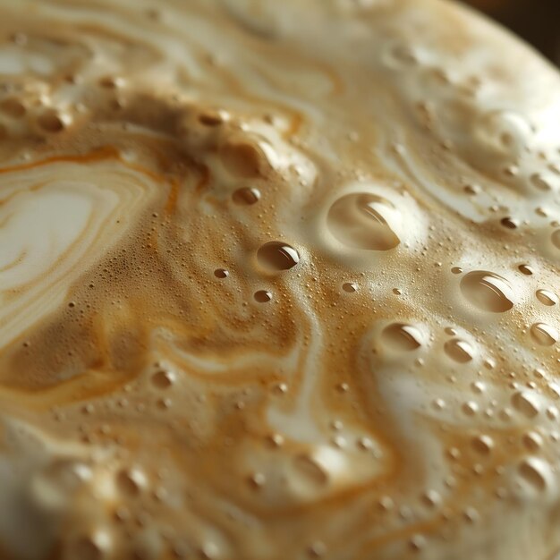 CloseUp View of Coffee Crema with Beautiful Swirls and Bubbles