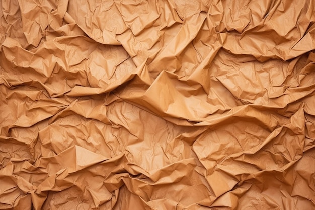 Photo closeup view of crumpled brown paper